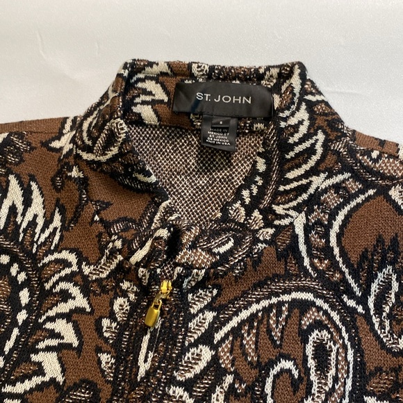 St.John Fall 2009 Zip-up Cardigan- Paisley Design- Size Small - Picture 2 of 11